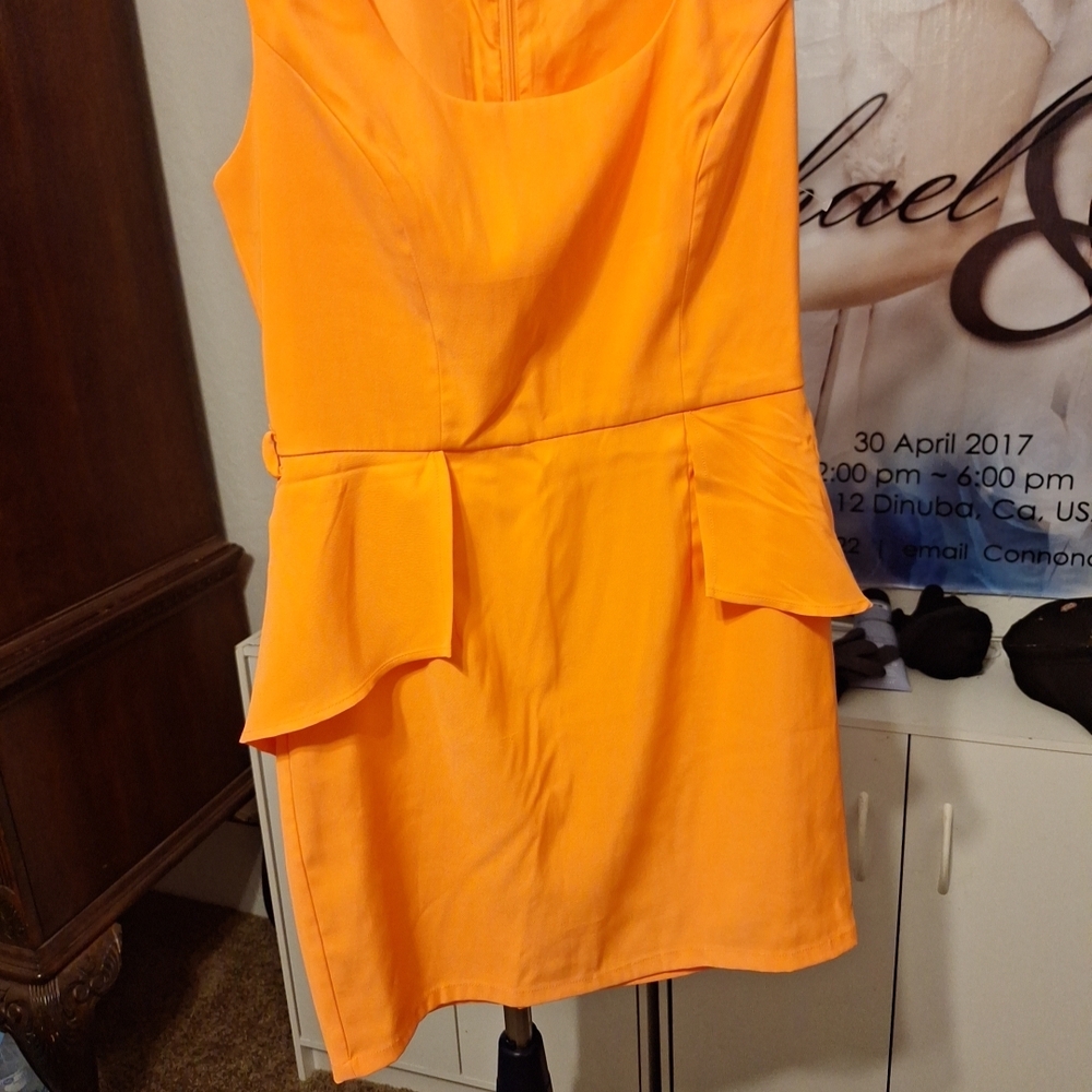 Forever 21 Bright Orange Peplum Mini Dress